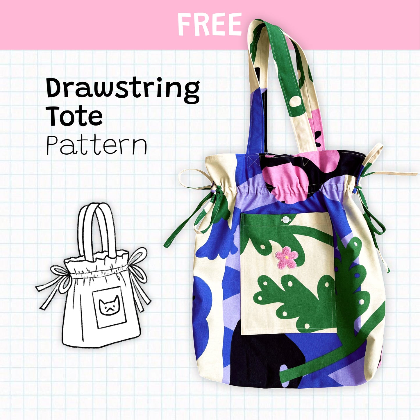 Drawstring Bag PDF Pattern + Instructions