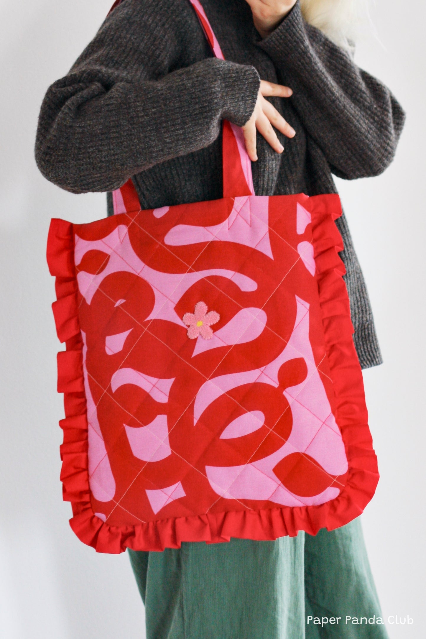 Soft Quilted Tote with Ruffles
