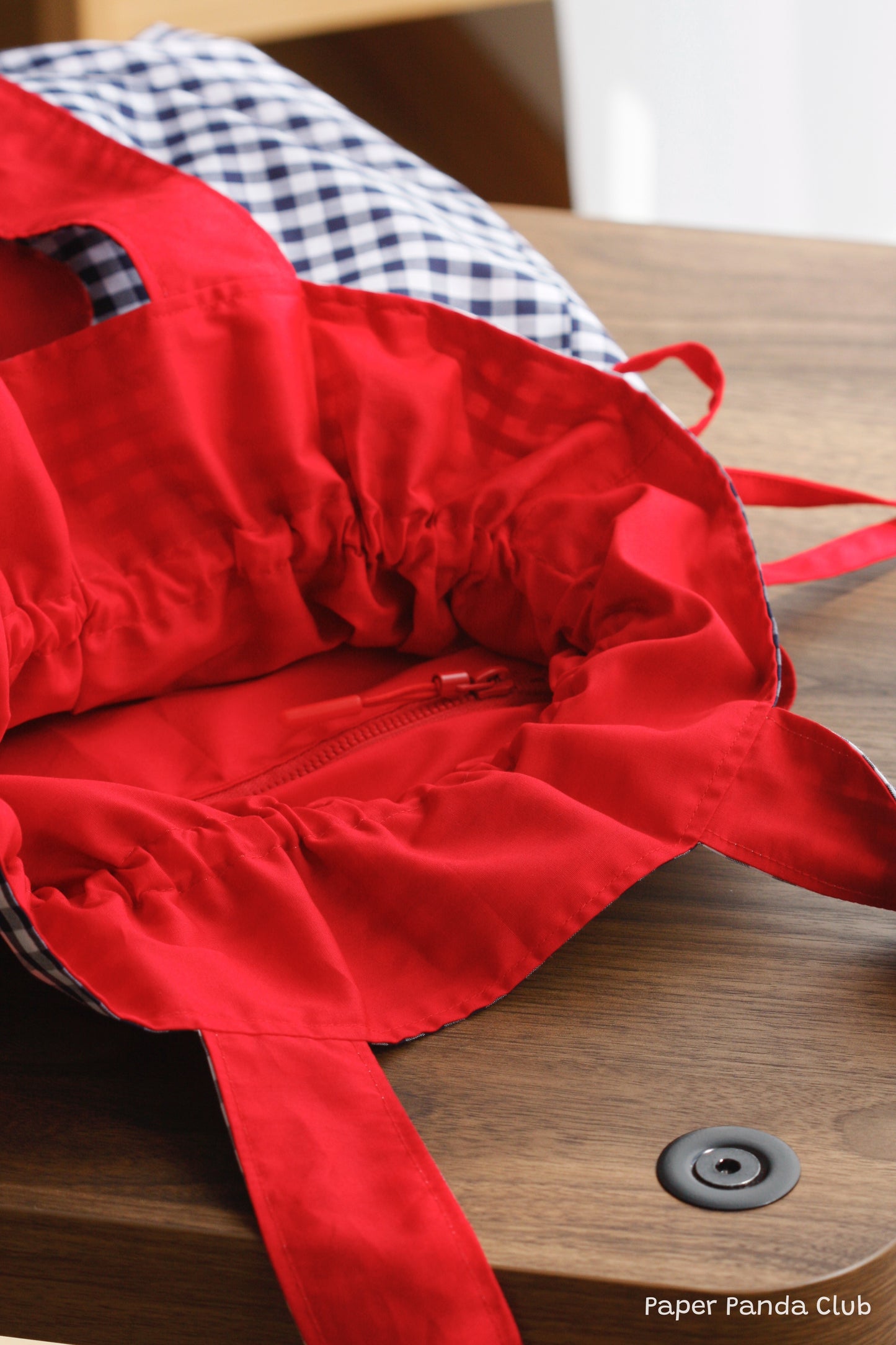 Drawstring Bag – Gingham with a Heart