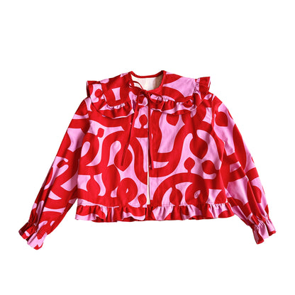 Bright ruffle tie blouse
