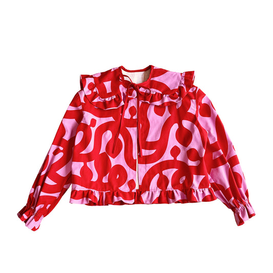 Bright ruffle tie blouse