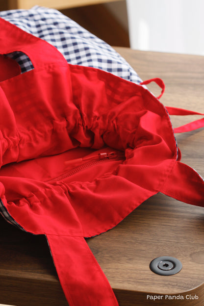 Drawstring Bag – Gingham with a Heart