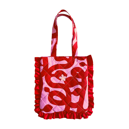 Soft Quilted Tote with Ruffles